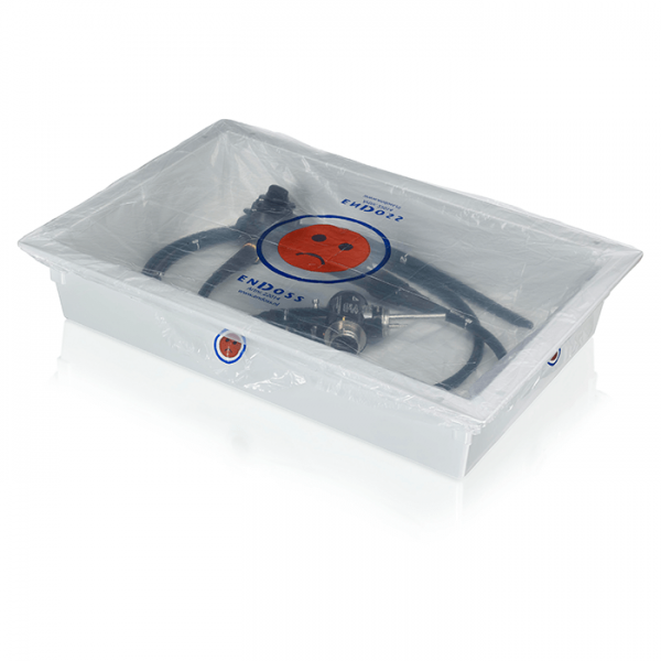 22014 - 60x40 cm Transportschale mit Endoskop und roter Smiley-Abdeckung